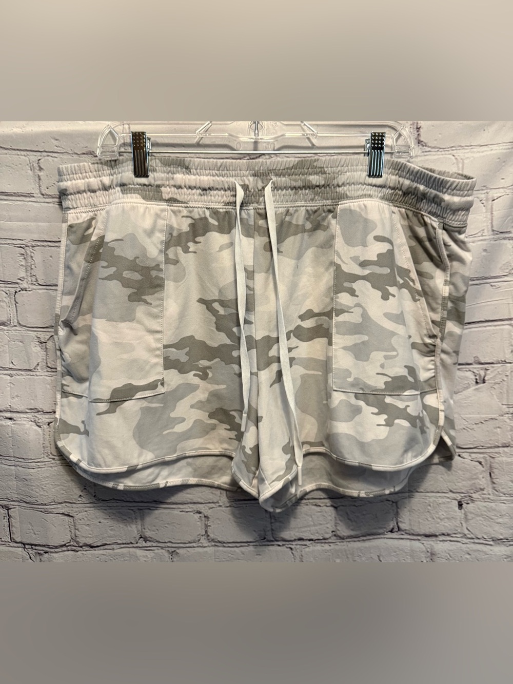 Athletic Works Women's Camo Athletic Shorts - White/Gray and Coral 2 Pair
